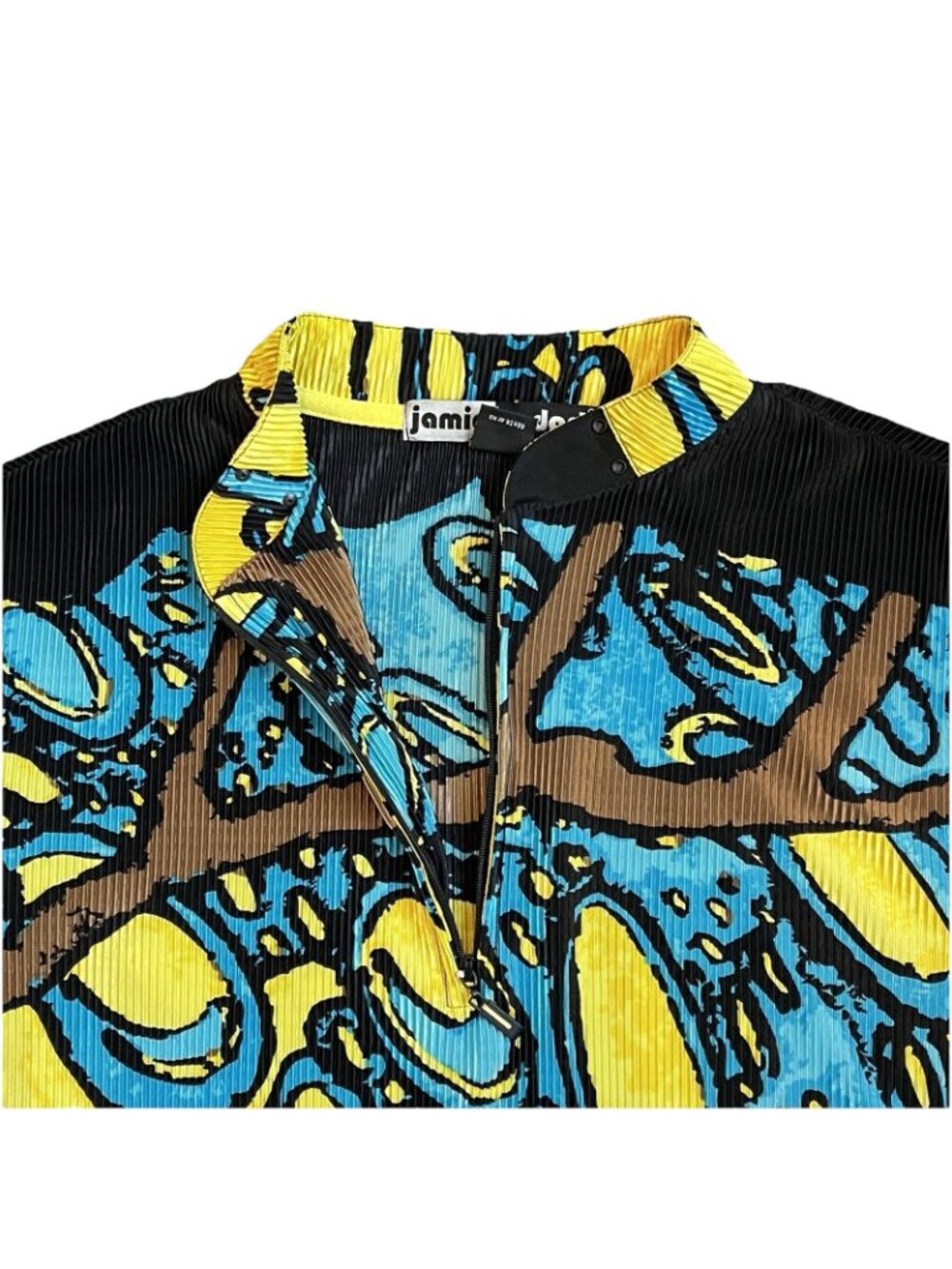 Jamie Sadock 1/4 Zip Crinkle Top SZ XL Abstract Geometric Multicolor Golf Sporty - Picture 4 of 7